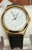 Swatch YWG404 Edgy Time White Dial Black Leather Strap Women's Watch