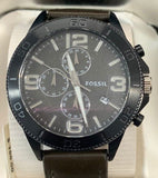 Fossil BQ1630 Grey Dial Leather Strap Chronograph Men's Watch