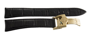Raymond Weil 20mm x 17mm Black Leather Gold Buckle Watch Band V3.15