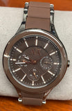 Armani Exchange Stainless Steel Brown Enamel Bracelet Multifunction Watch AX5128