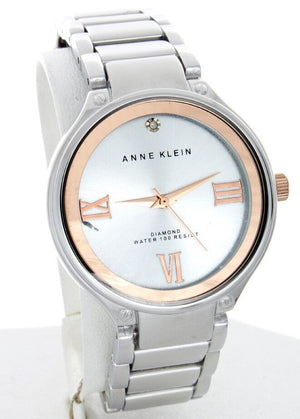 Anne Klein Women's AK/1283SVRT  Diamond Silver Dial Stainless Steel Watch