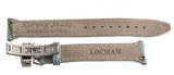 LOCMAN Womens 18MM x 15mm Turquoise Lizard Leather Silver Buckle Watch Band