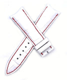 Ulysse Nardin 20mm x 18mm White Leather Red Stitching Watch Band Strap K3J2A