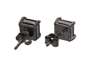 7mm Sterling Silver Black CZ Stone Stud Earrings