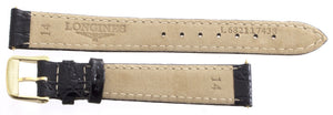 14mm GENUINE Longines Black Croc Replacement Watch Band Strap Gold Tone Buckle