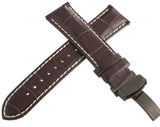 Aqua Master Mens 22mm Brown Leather Watch Band Strap W/ Stainless Steel Buckle