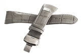 Aqua Master Mens 26mm Grey Leather Silver Buckle Watch Band Strap