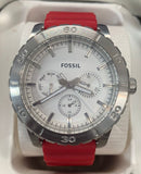 Fossil White Dial Red Rubber Strap Multifunction Men's Watch BQ16231000