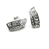 Sterling Silver Cubic Zirconia Stone 16mm Rectangle Fashion Earrings