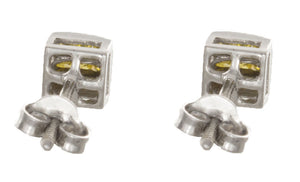 5mm 14k White Gold Yellow .27ct Diamond Stud Earrings