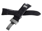 Aqua Master Mens 26mm Black Leather Silver Buckle Watch Band Strap