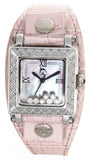 Techno Master Womens Pink Pearl Dial Pink Leather Band Diamond Watch TM2112 25mm