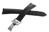 Raymond Weil Mens 20mm x 16mm Black Leather Band Silver Buckle Watch Band V1.16