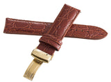 Aqua Master 22mm Brown  Leather Gold Buckle  Men's Watch Band Strap