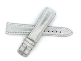 Michele Womens 18mm Silver Metallic Leather Watch Band Strap