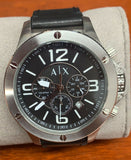 Armani Exchange Chronograph Black Leather Strap Watch AX1506