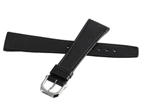 Girard Perregaux 20mm Black Leather Silver Buckle Watch Band Strap