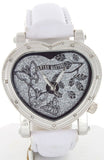 Swiss Master Women's Heart Stainless Steel Case White Leather Band Diamond Watch