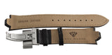 Aqua Master Mens 10mm to 23mm Black Leather Silver Buckle Watch Band Strap