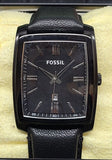 Fossil  Men's Black Ion Plated Stainless Steel Case Leather Watch Date FS4765