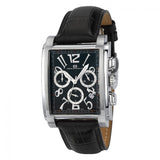 Oceanut  Mens Black Dial Black Leather Strap Quartz Watch BQ571K01