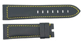 Graham 22mm x 20mm Black Genuine Leather Yellow Stitching Men's Watch Band Strap