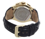 Vince Camuto Men's Black Dial Gold Plated Leather Strap Watch VC/1123BKGP