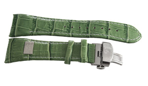 Aqua Master Mens 26mm Green Leather Silver Buckle Watch Band Strap