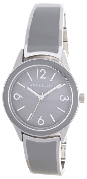 Anne Klein Women's Grey Pearl Dial Grey Metal Bangle Bracelet Watch AK/2331GYSV