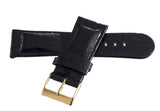 Grimoldi 22mm x 20mm Black Leather Gold Buckle Watch Band Strap