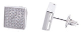 Sterling Silver Unisex White CZ Stones 9mm Square Shape Stud Earrings