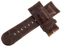 Grimoldi Mens 22mm Alligator Embossed Genuine Brown Leather Watch Band Strap