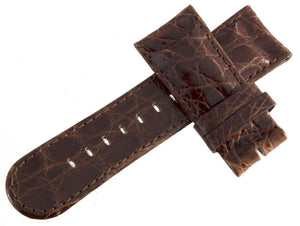 Grimoldi Mens 22mm Alligator Embossed Genuine Brown Leather Watch Band Strap