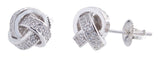 Sterling Silver Unisex Gold Tone CZ Stones 10mm Knot Shape Stud Earrings