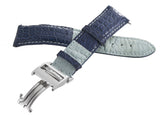 JACOB & CO Men's 22mm x 20mm Two-Tone Blue Leather Watch Band Strap