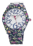 Betsey Johnson White Mop Dial Navy Blue Floral Ceramic Watch 215674NAV