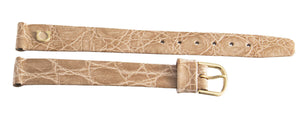 Genuine Omega 12mm Beige Alligator Leather Gold Buckle Women's Watch Band