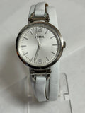 Fossil Women's Georgia Silver Dial White Leather Watch ES3246