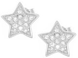 Sterling Silver Star Shape 8mm Cubic Zirconia CZ's Pave Stud Girl Stud Earrings