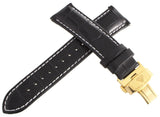 Aqua Master Mens 22mm Black Leather Watch Band Strap W/ Stainless Steel Buckle