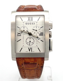 Gucci Stainless Steel Silver Dial Brown Leather Women's Watch 8600M