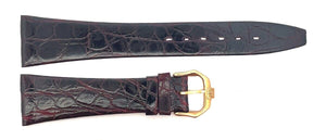 Raymond Weil 20mm  x 14mm Dark Burgundy Leather Watch Band Gold Buckle