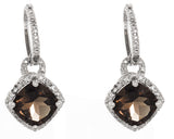 Sterling Silver Garnet Square 24mm x 12mm Earrings