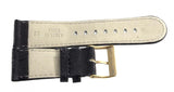 Grimoldi 22mm x 20mm Black Leather Gold Buckle Watch Band Strap