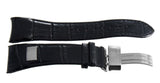 Aqua Master Mens 26mm Black Leather Silver Buckle Watch Band Strap