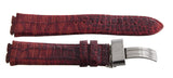 Aqua Master Special 19mm to 23mm Genuine Red Leather Silver Buckle Watch Band