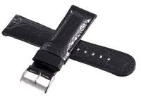 Grimoldi 22mm Black Alligator Patent Leather Watch Band W/ Silver Buckle
