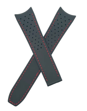 Raymond Weil Tango Men's 21mm x 18mm Black Rubber Watch Band Red Stitching 2101