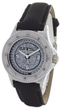 Swiss Master Women Round Silver-tone Case Silver Dial Leather Diamond Watch