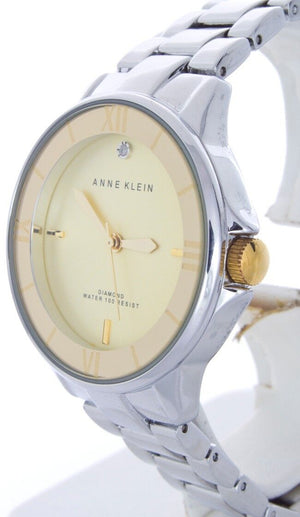Anne Klein Women's Diamond Gold Tone Dial Stainless Steel Watch AK/1277CHTT